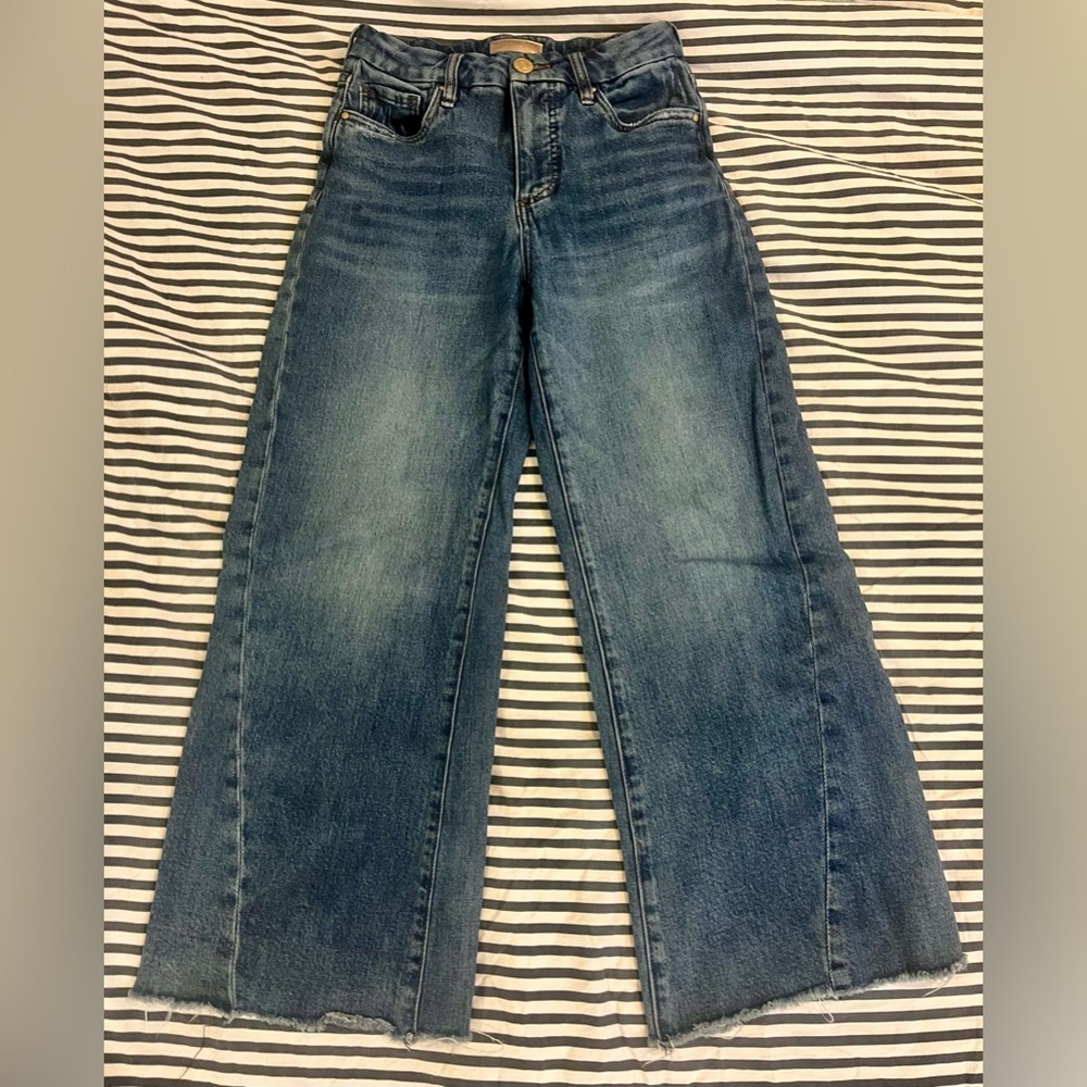 Kut from the Kloth Meg Frayed High Waist Ankle Wide Leg Jeans, 00